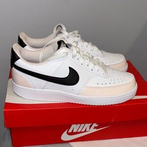 Nike White and Black Court Vision Sneakers